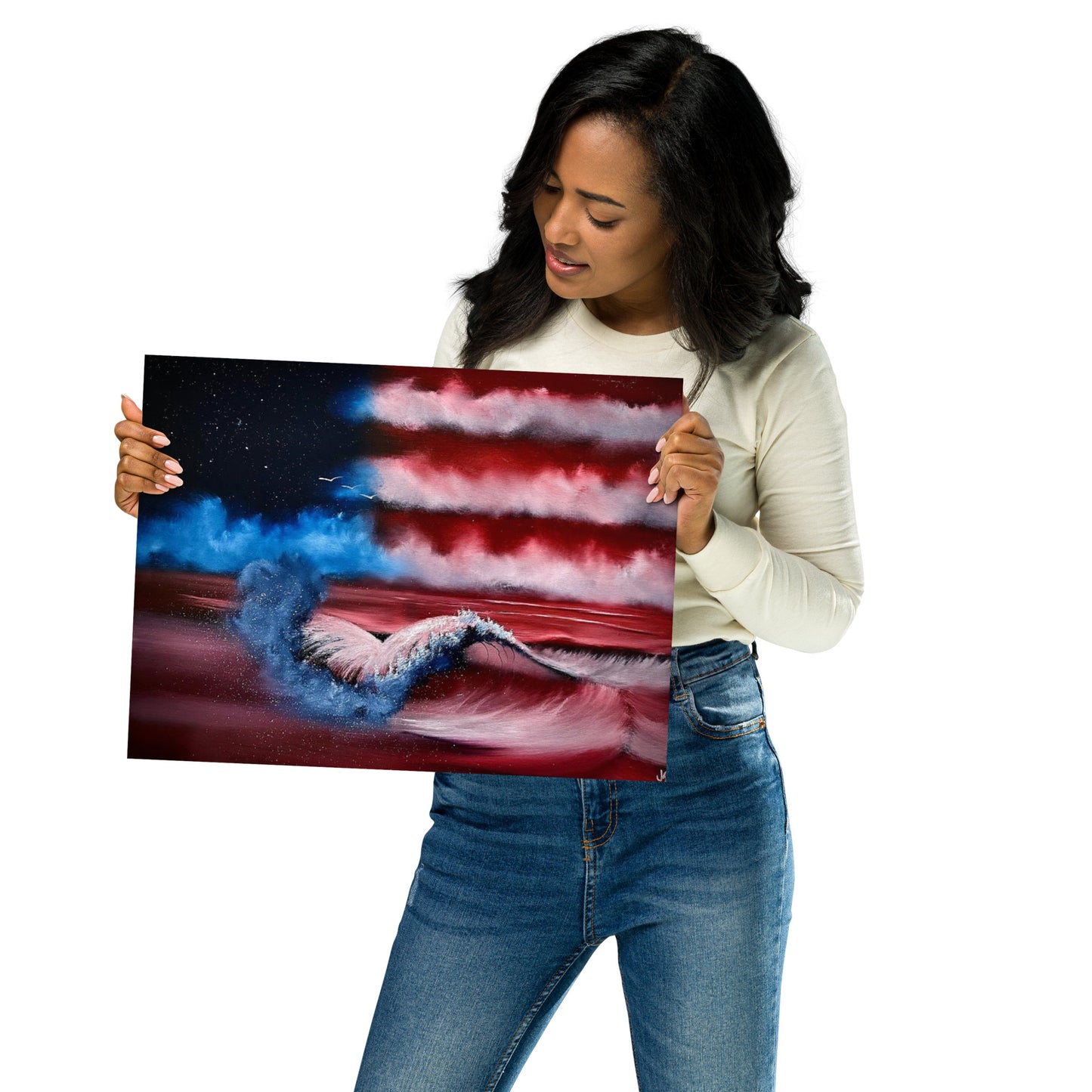 Poster Print - American Flag Seascape Version 1 by PaintWithJosh
