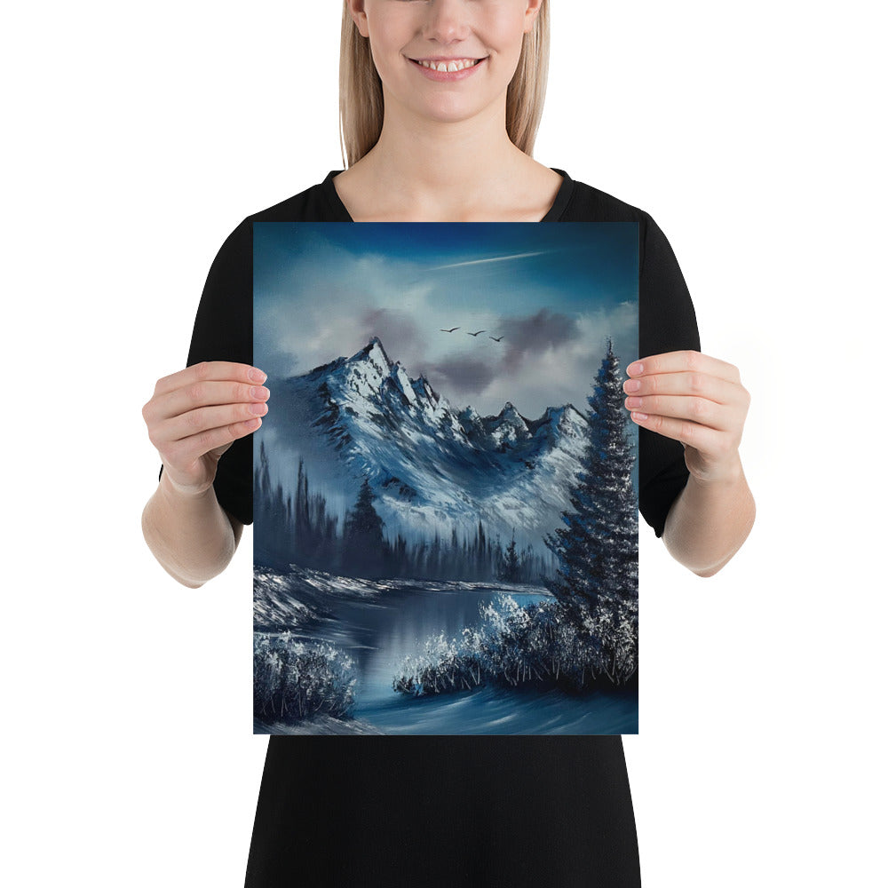 Poster Print - Cold Blue Winter Landscape by PaintWithJosh