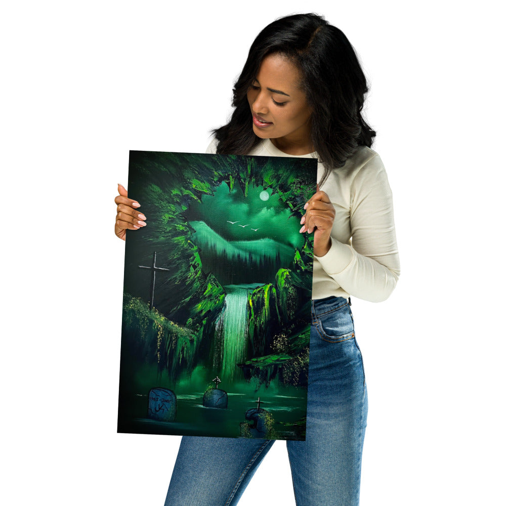 Poster Print -Cave Graveyard with Waterfall by PaintWithJosh