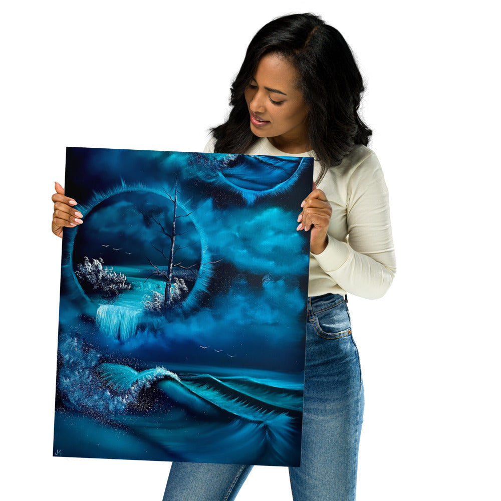 Poster Print - Double Portal Seascape with Crashing Waves by PaintWithJosh