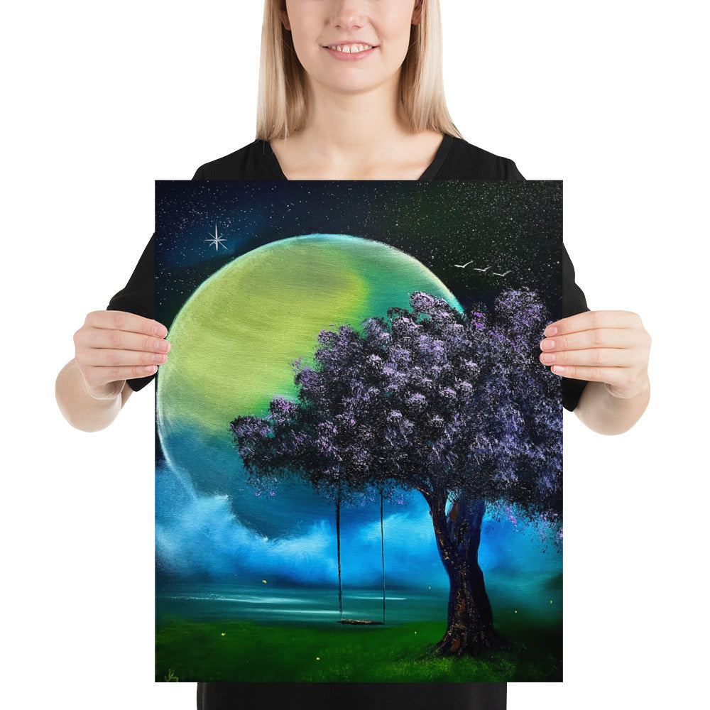 Poster Print - Full Moon Rope Swing by PaintWithJosh
