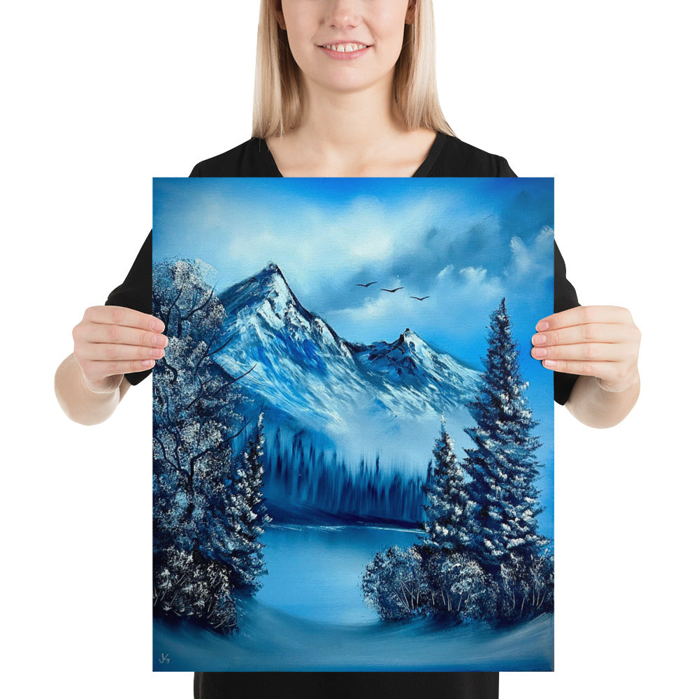 Poster Print - Cold Blue Winter Mountain Landscape by PaintWithJosh