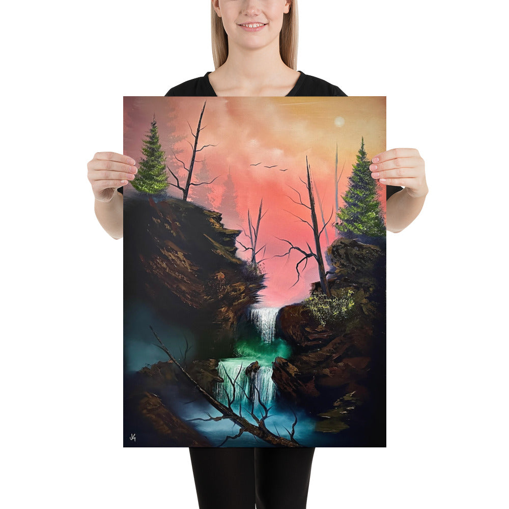 Poster Print - Sunset Waterfall by PaintWithJosh
