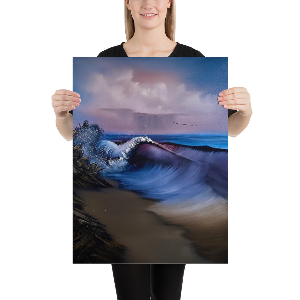 Poster Print - Blue / Purple Stormy Seascape by PaintWithJosh