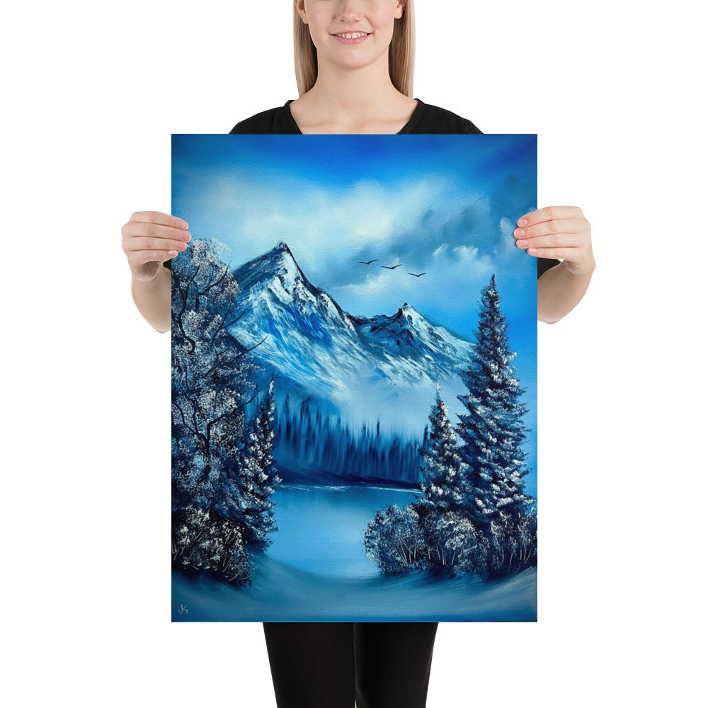 Poster Print - Cold Blue Winter Mountain Landscape by PaintWithJosh
