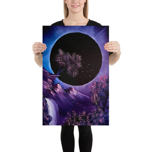 Poster Print - Purple Eclipse Cherry Blossom with falling petals by PaintWithJosh - Paint With Josh