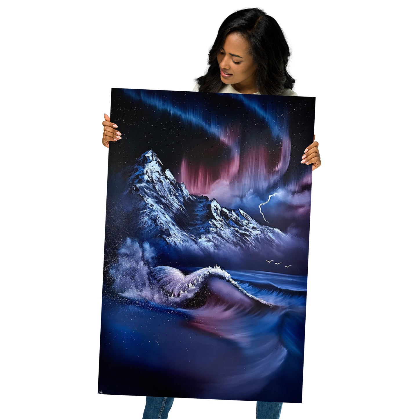 Poster Print - Apls of the Aurora&#39;s - from Painting 861 Aurora Borealis Seascape by PaintWithJosh