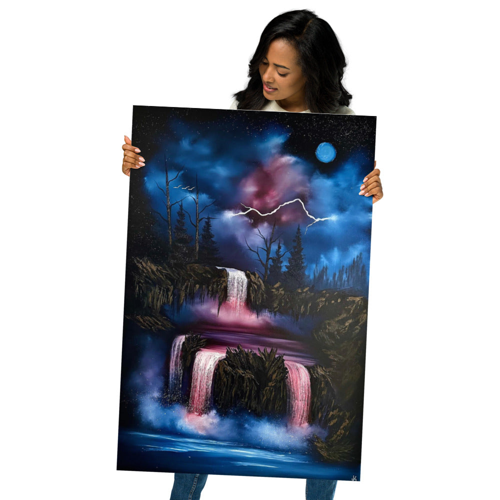 Poster Print - Pink Triple Waterfall by PaintWithJosh - Paint With Josh
