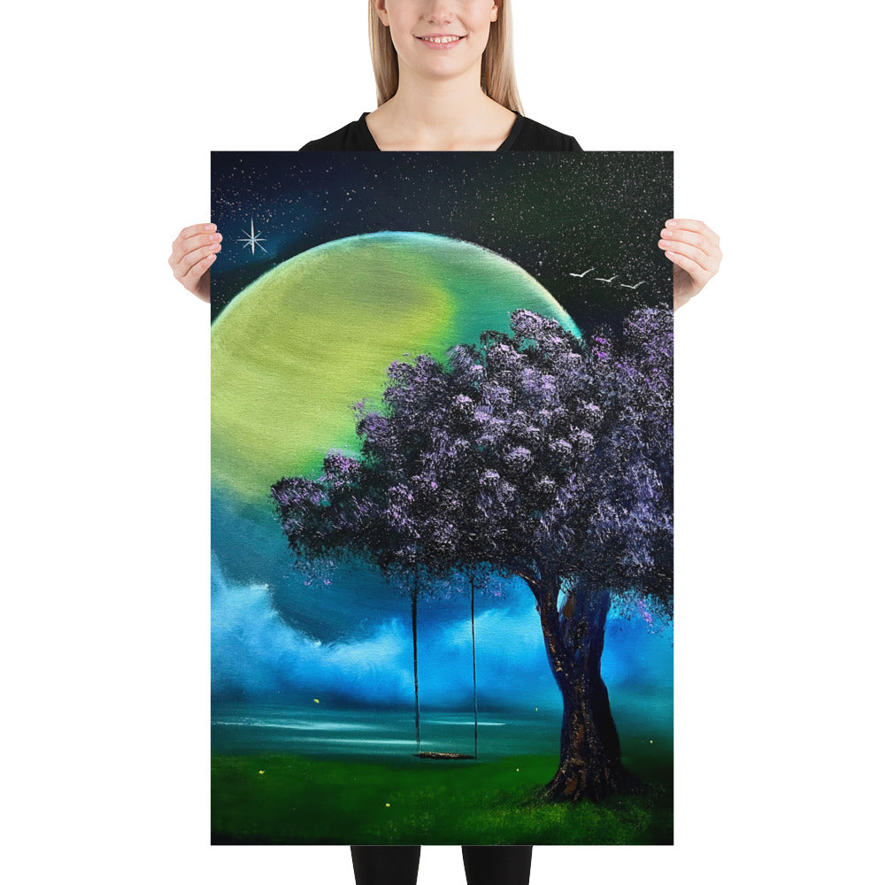 Poster Print - Full Moon Rope Swing by PaintWithJosh - Paint With Josh