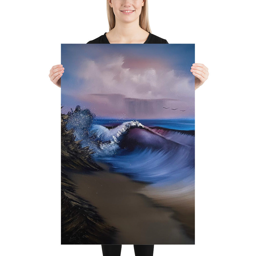 Poster Print - Blue / Purple Stormy Seascape by PaintWithJosh