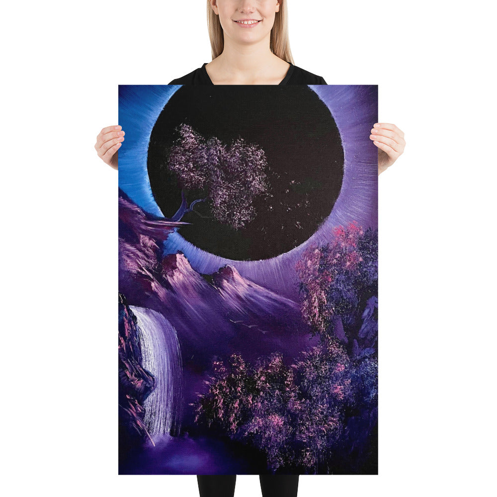 Poster Print - Purple Eclipse Cherry Blossom with falling petals by PaintWithJosh