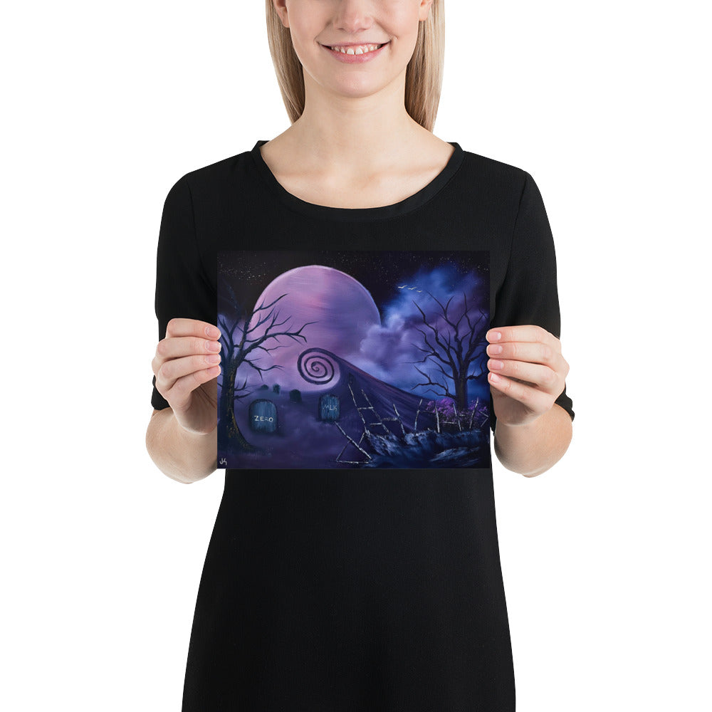 Poster Print - Purple Full Moon Nightmare Before Graveyard by PaintWithJosh