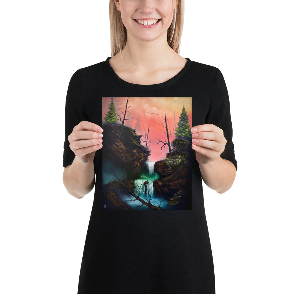 Poster Print - Sunset Waterfall by PaintWithJosh