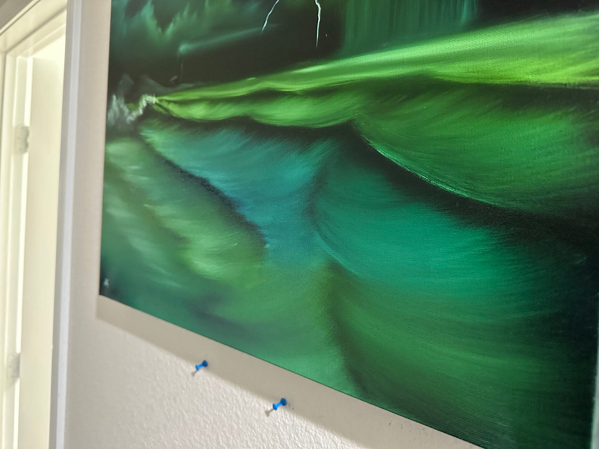 Painting 931 - 24x24" Pro Series Canvas Blue/Green Seascape with Soft Waves painted Live on TikTok on 9/4/23 by PaintWithJosh