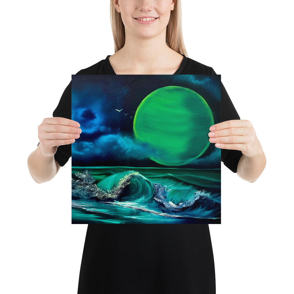 Poster Print - Phthalo Waves Seascape by PaintWithJosh