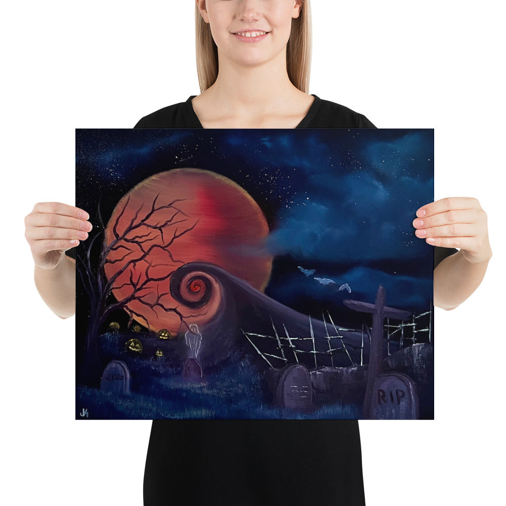 Poster Print - Haunted Nightmare Graveyard - by PaintWithJosh