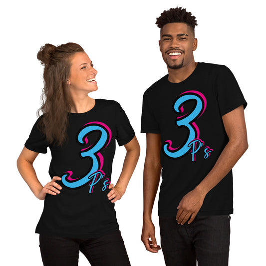 3 P&#39;s of Painting - Blue & Pink - Cotton T-Shirt - Graphic Tee Art Shirt by PaintWithJosh