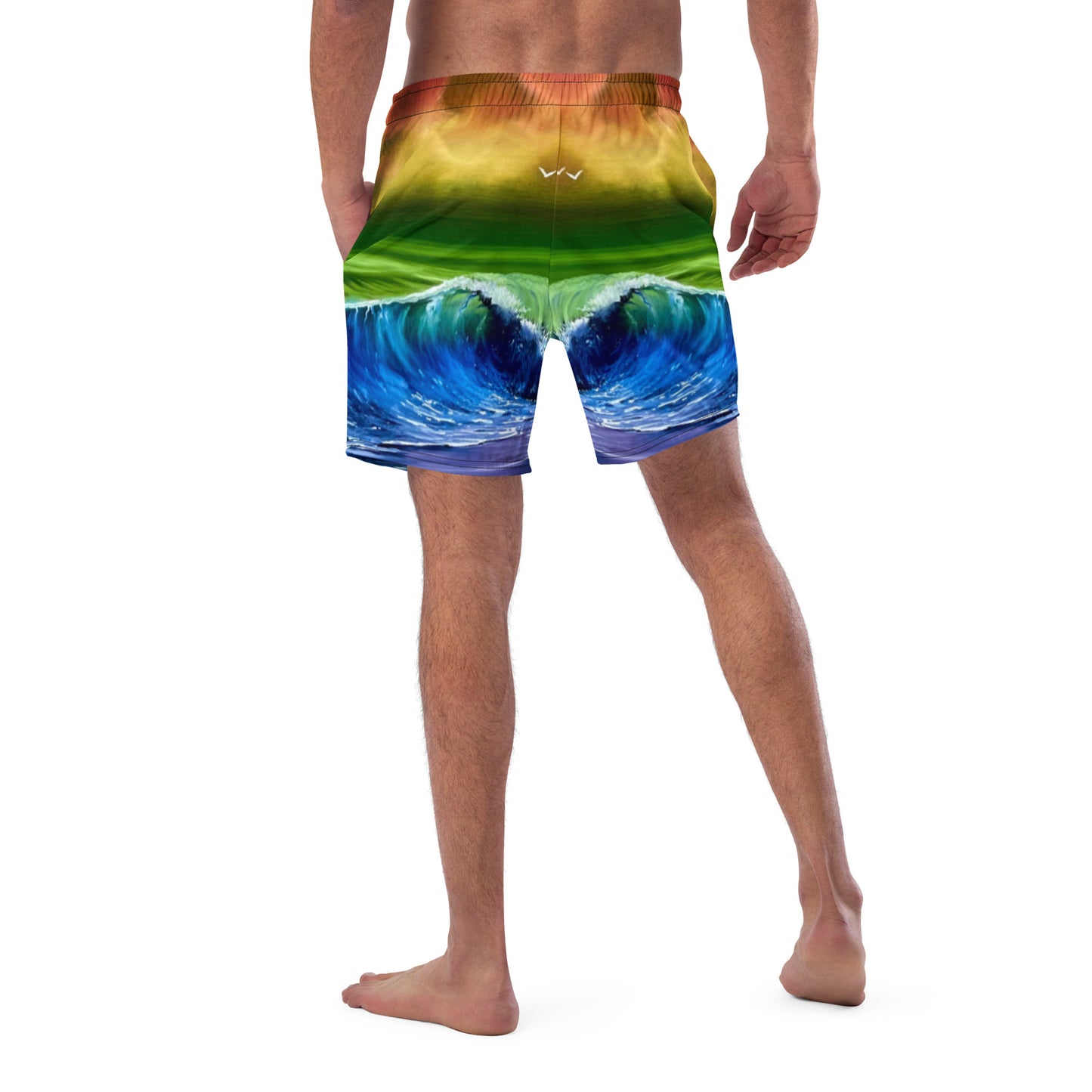 Pride Flag Seascape Men's Swim Trunks by PaintWithJosh