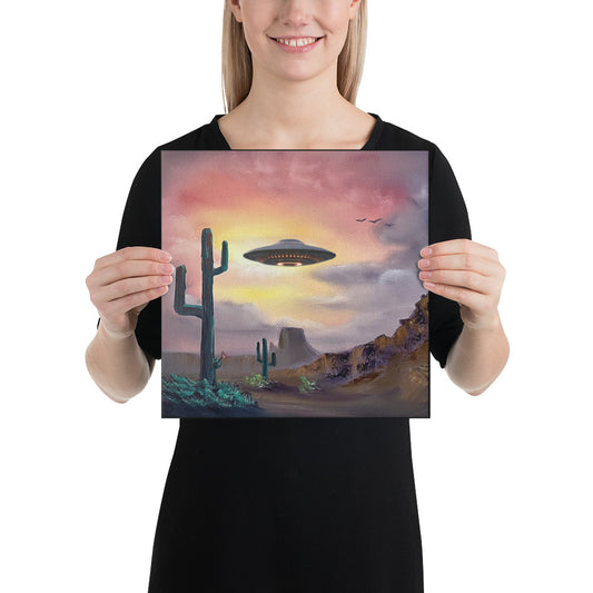 Canvas Print - Desert Sunrise UFO - Southwestern Landscape by PaintWithJosh