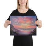 Canvas Print - Cross in the Clouds Seascape by Paint With Josh