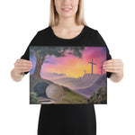 Canvas Print - 3 Crosses with Resurrection Tomb Easter Landscape by Paint With Josh