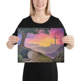 Canvas Print - 3 Crosses with Resurrection Tomb Easter Landscape by Paint With Josh