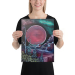 Canvas Print - Crimson Waterfall Expressionism Landscape by PaintWithJosh