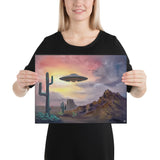 Canvas Print - Desert Sunrise UFO Southwestern Landscape by PaintWithJosh