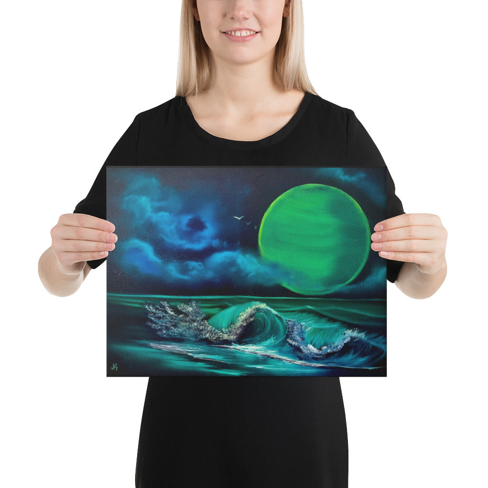 Canvas Print - Phthalo Waves Seascape - by PaintWithJosh