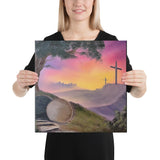 Canvas Print - 3 Crosses with Resurrection Tomb Easter Landscape by Paint With Josh