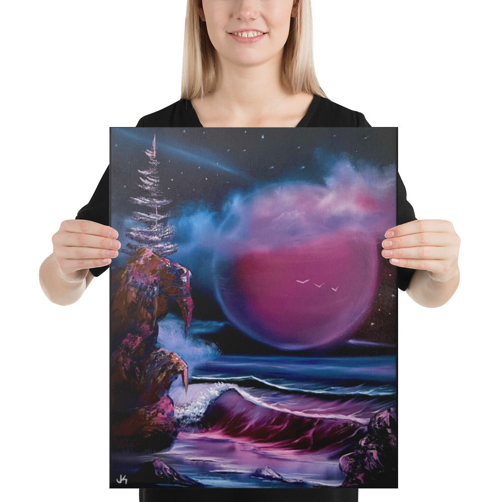 Canvas Print - Blood Moon Beach by Paint With Josh