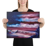 Canvas Print - Memorial Beach - American Flag Seascape by Las Vegas Artist PaintWithJosh