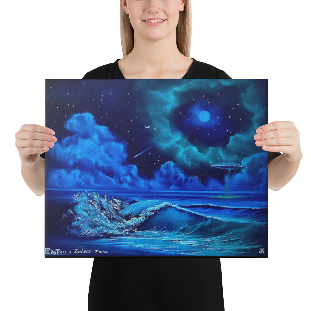 Canvas Print - UFO Seascape Beach Waves by PaintWithJosh