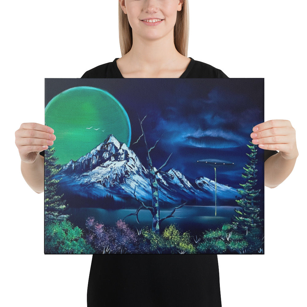 Canvas Print - UFO Exploration Peak - Expressionism Landscape by PaintWithJosh