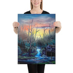 Canvas Print - Desolate Oasis - Sunrise Forest Expressionism Landscape by PaintWithJosh