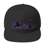 Hats - Black and Purple UFO Mountains Premium Snapback Hat