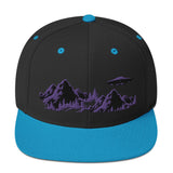 Hats - Black and Purple UFO Mountains Premium Snapback Hat