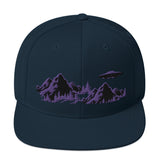 Hats - Black and Purple UFO Mountains Premium Snapback Hat