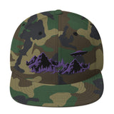 Hats - Black and Purple UFO Mountains Premium Snapback Hat