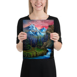 Poster Print - Majestic Sunset Waterfall - Landscape by PaintWithJosh