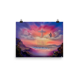 Poster Print - Jesus With Cloud Cross Seascape by Paint With Josh