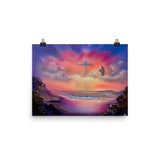 Poster Print - Jesus With Cloud Cross Seascape by Paint With Josh
