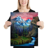 Poster Print - Majestic Sunset Waterfall - Landscape by PaintWithJosh