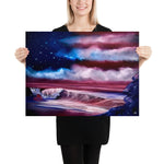 Poster Print Memorial Beach - American Flag USA Seascape Poster by PaintWithJosh