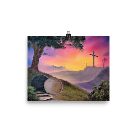Poster Print - Easter Crucifixion / Resurrection Tomb by Paint With Josh
