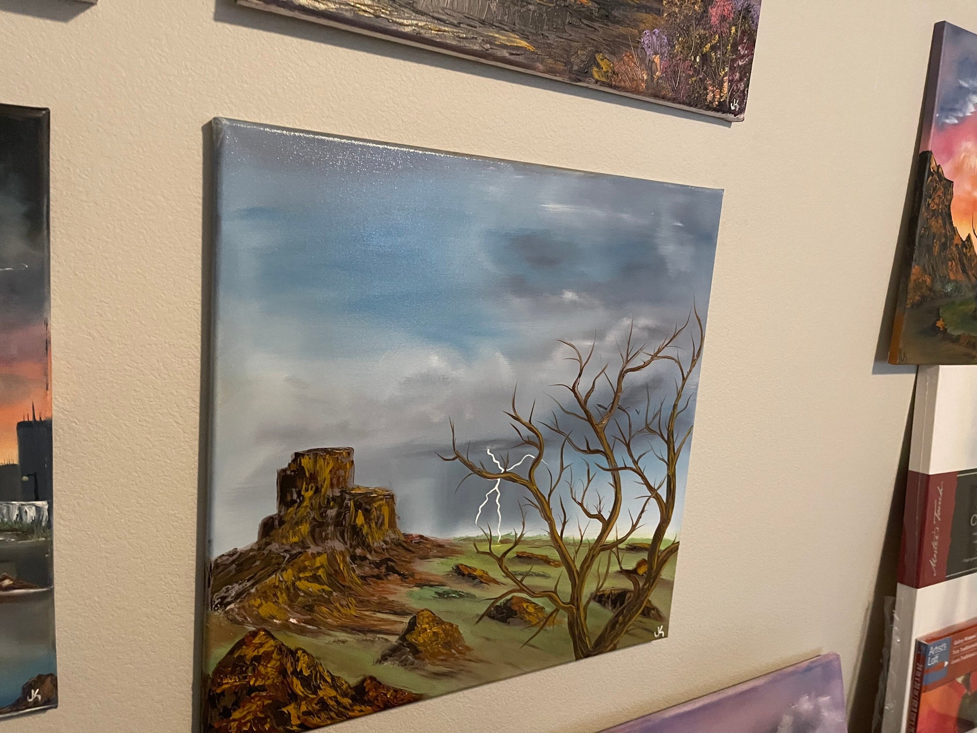 PWJ Classic - 24x24" Sedona Arizona Desert Landscape Oil Painting + Video featuring Monument Style Bluffs and Thunderstorm by PaintWithJosh