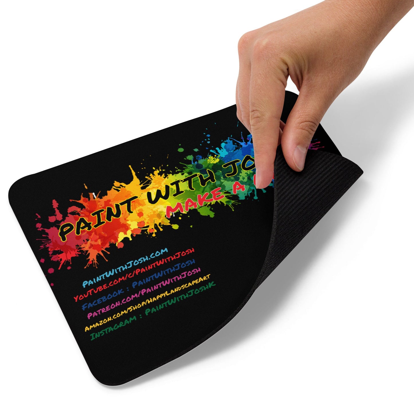 Paint With Josh Logo Mouse Pad with Web Pages. Computer Mouse Pad by PWJ Artist Josh Kirkham