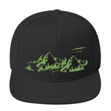 Hats - Black and Green UFO Mountains Premium Snapback Hat