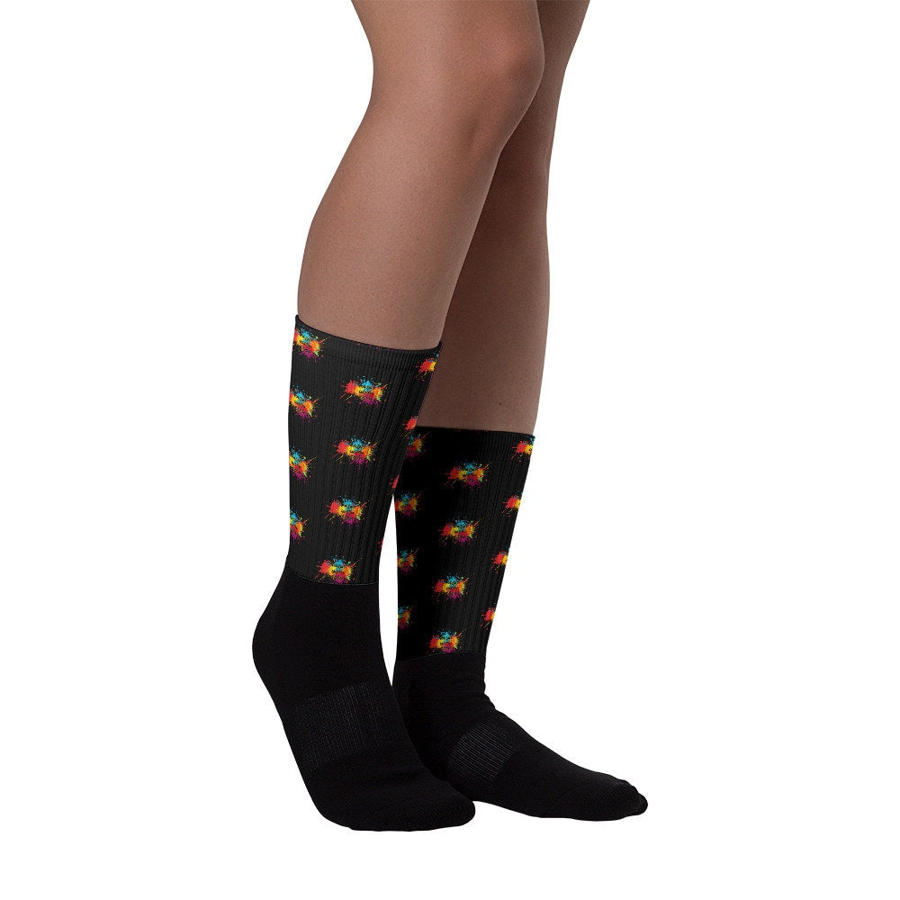 Clothing - Paint With Josh Dress Socks. Splatter Paint Logo Printed on socks