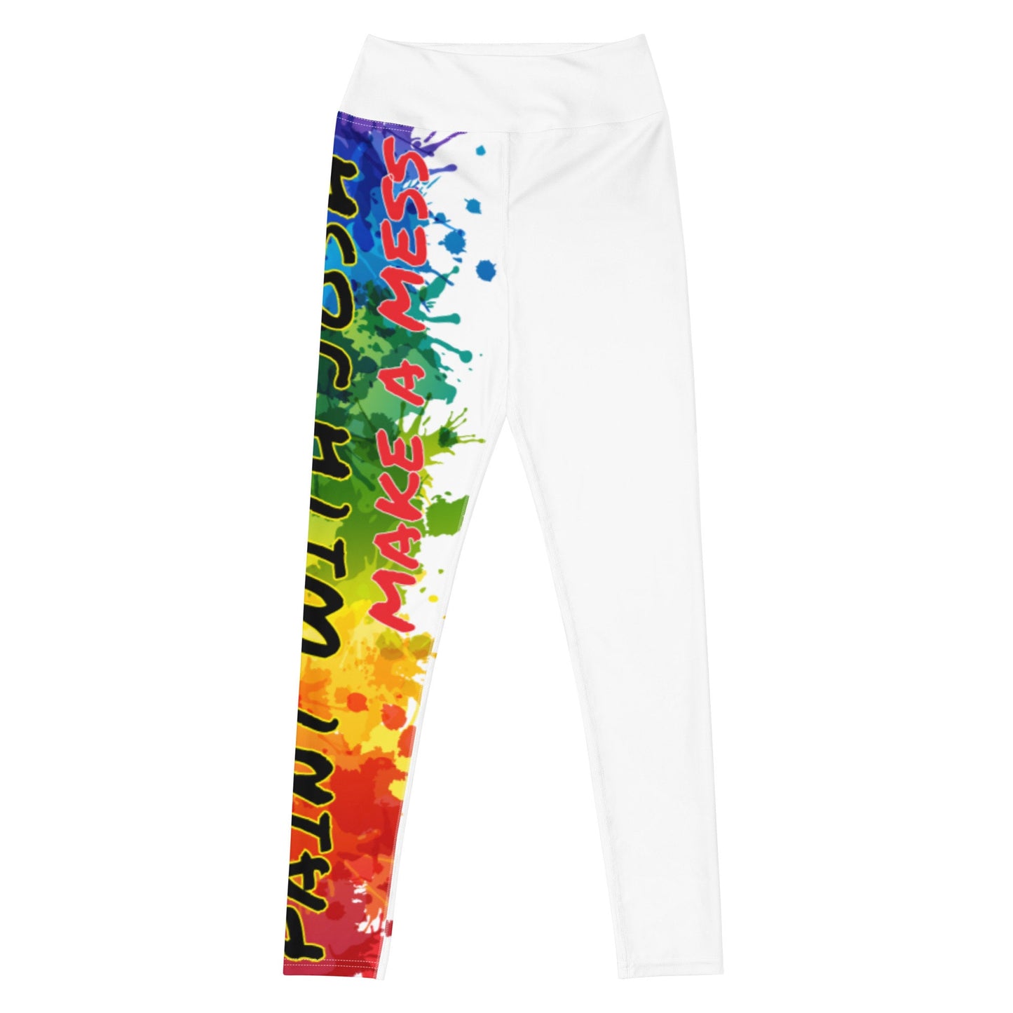 Clothing - Paint With Josh Yoga Leggings - White + Splatter Logo